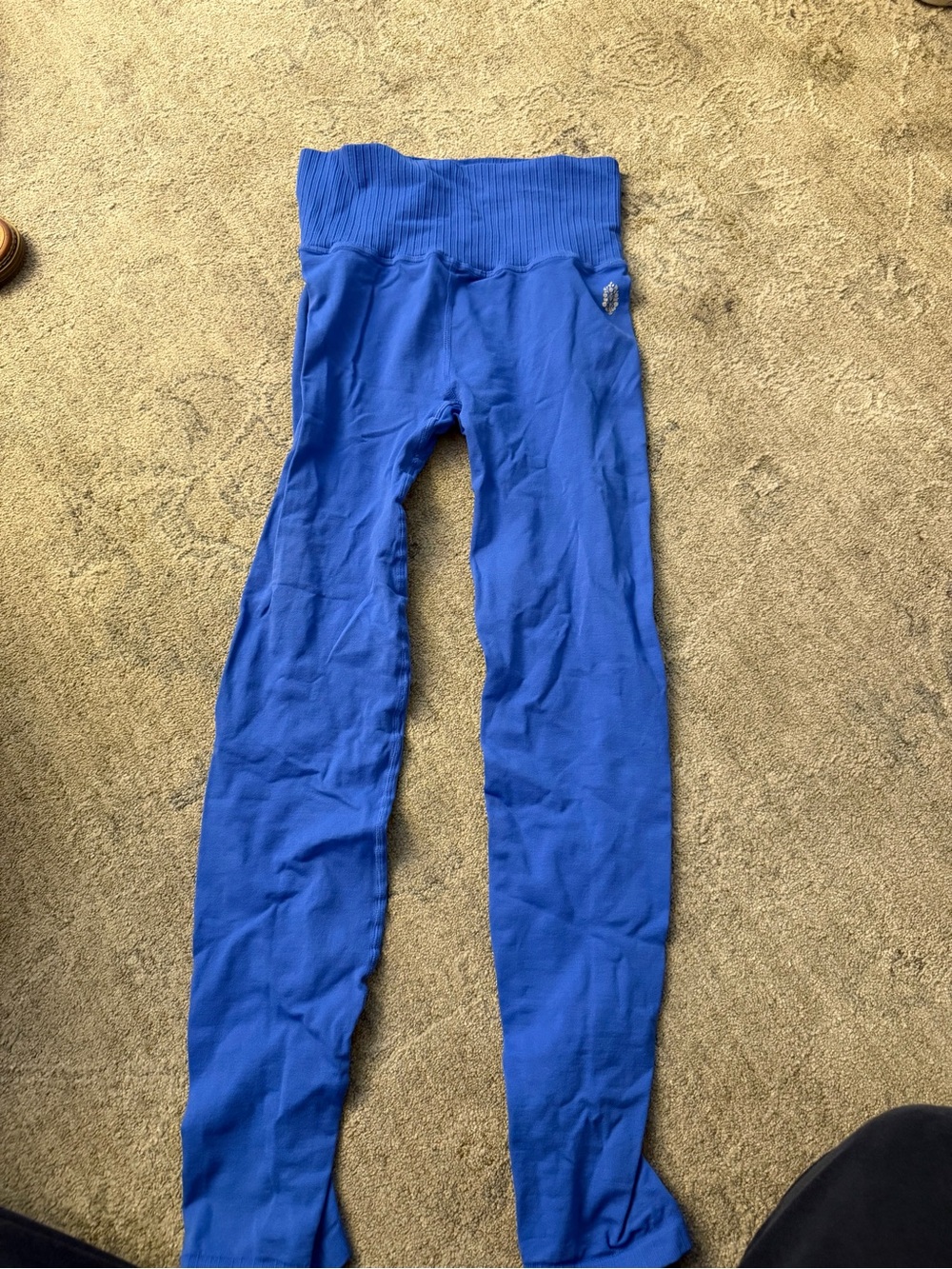 FP Movement by Free People Cobalt Blue High-Rise Ribbed Waist Leggings